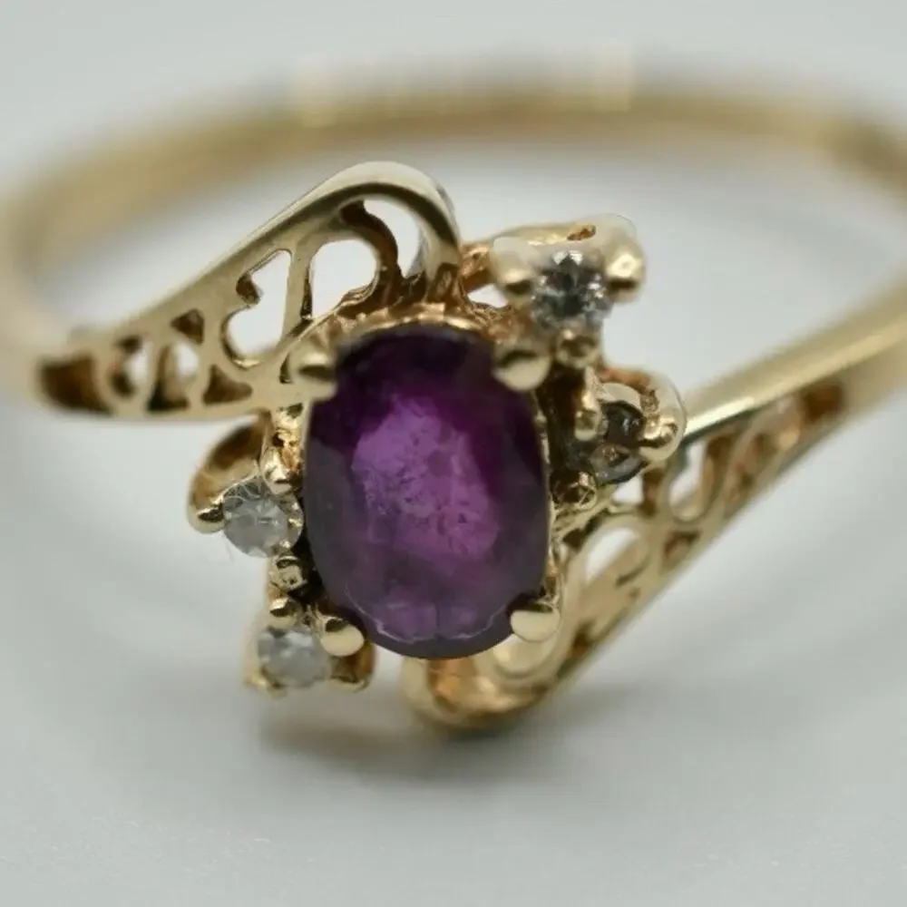 Vintage IGC 14K Yellow Gold Natural Pink Spinel White Sapphire Ring 6.25 2.14G